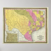 Poster Carte Du Texas (Devant)