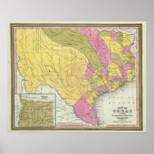 Poster Carte du Texas
