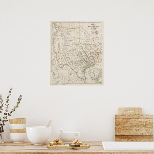 Poster Carte du Texas (Cuisine)