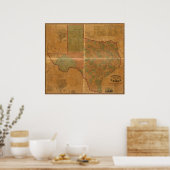 Poster Carte du Texas 1857 (Cuisine)