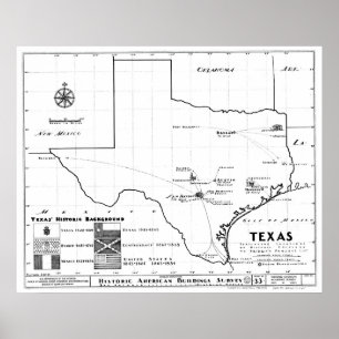 Poster Carte du Texas, 1933