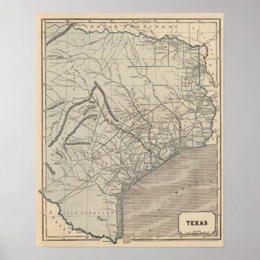 Poster Carte du Texas Atlas (Devant)