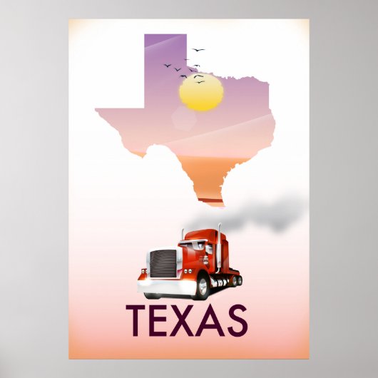 Poster Carte du Texas Big Rig (Devant)