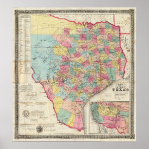 Poster Carte du Texas de Cordova