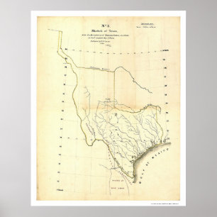 Poster Carte du Texas et des états mexicains par Tanner