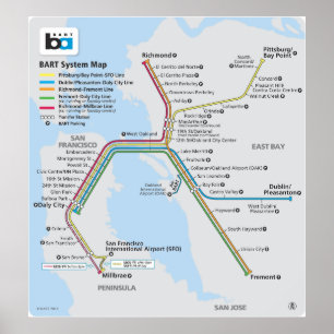 Poster Carte du train BART