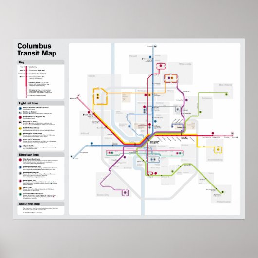Poster Carte du transport en commun de Columbus Imaginair (Devant)