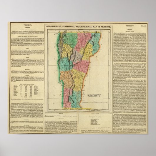 Poster Carte Du Vermont (Devant)