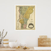 Poster Carte du Vermont par Carey 1814 (Cuisine)