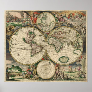 Poster Carte du Vieux-monde