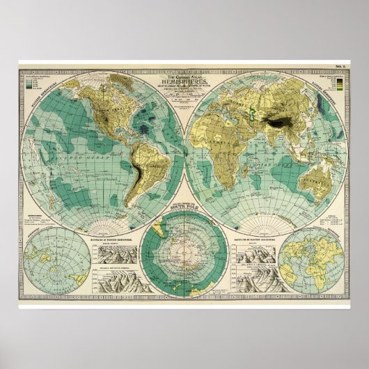 Poster Carte du Vieux Monde 1897 - Antique Tra (Devant)