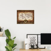 Poster Carte du Vieux Monde avec Compass (Bureau à domicile)