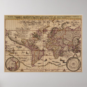 Poster "Carte du Vieux Monde Réplique du 16ème siècle