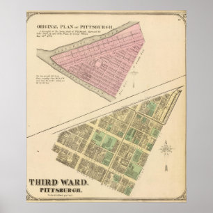 Poster Carte du Ward 3 de Pittsburgh, Pennsyvania 1784
