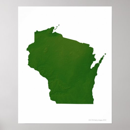 Poster Carte du Wisconsin (Devant)