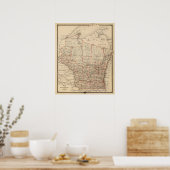 Poster Carte du Wisconsin montrant les districts sénatori (Cuisine)