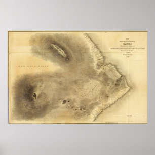 Poster Carte d'une partie de l'île d'Hawaii