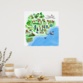 Poster Carte d'une ville imaginaire de Port (Cuisine)