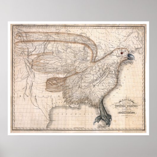 Poster Carte Eagle United States 1832 (Devant)