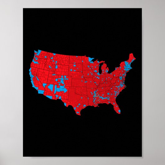 Poster Carte électorale 2024 Red Trump Vance Defeat Blue  (Devant)