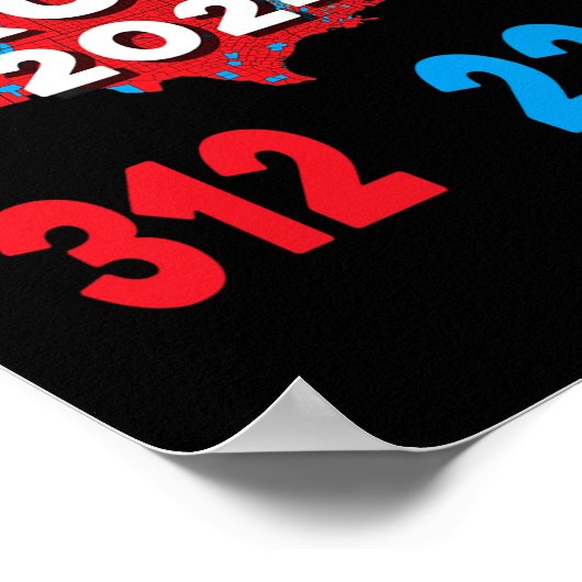 Poster Carte électorale 2024 Trump 312 Élections rouges 2 (Coin)