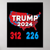 Poster Carte électorale 2024 Trump 312 Élections rouges 2 (Devant)