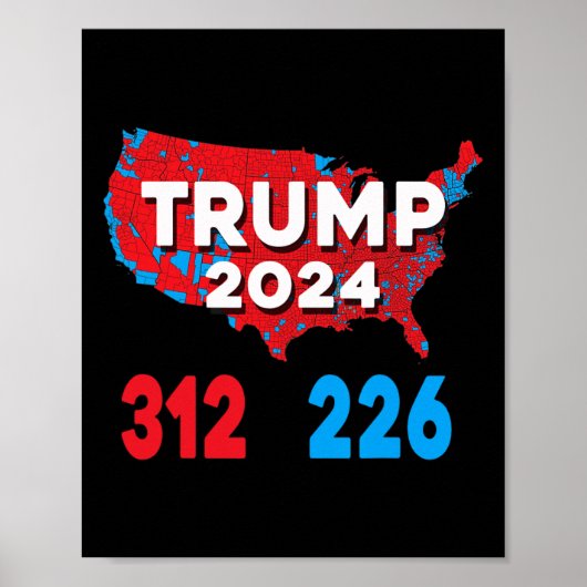 Poster Carte électorale 2024 Trump 312 Élections rouges 2 (Devant)