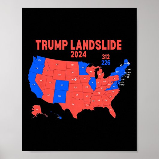 Poster Carte électorale 2024 Trump 312 - Glissement de te (Devant)
