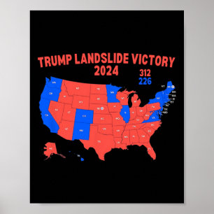 Poster Carte électorale 2024 Trump 312 Trump Landslide