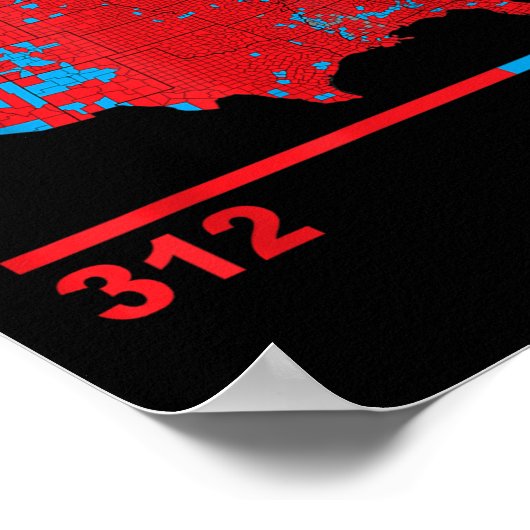 Poster Carte électorale Trump 312 Red Résultats des élect (Coin)