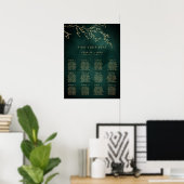 Poster Carte Emerald Green & Gold Botanical Seating Chart (Bureau à domicile)