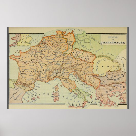 Poster Carte Empire of Charlemagne (1886) (Devant)