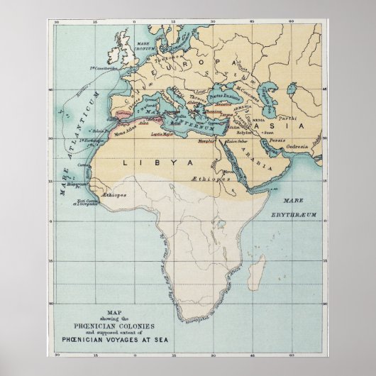 POSTER CARTE : EMPIRE PHOÉNICIEN (Devant)