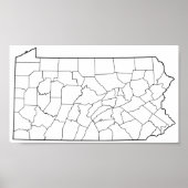 Poster Carte en blanc des comtés de Pennsylvanie (Devant)