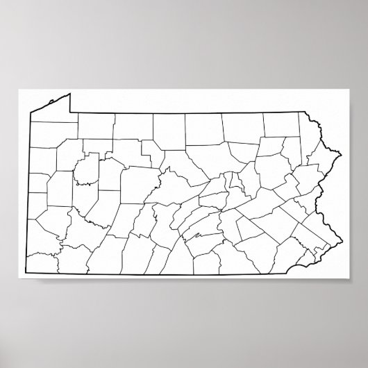 Poster Carte en blanc des comtés de Pennsylvanie (Devant)