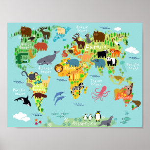 Poster Carte Enfants Cute