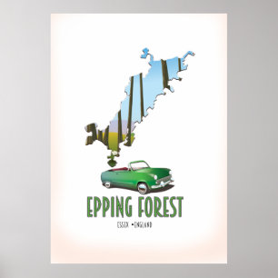 Poster Carte Epping Forest Essex England