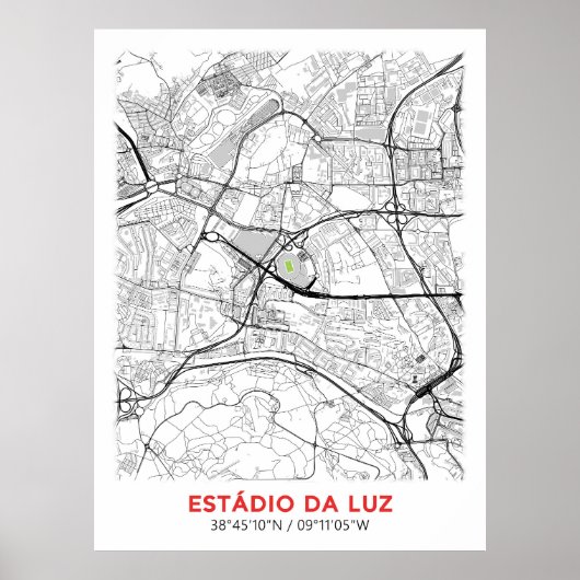 Poster Carte Estadio Da Luz (Devant)