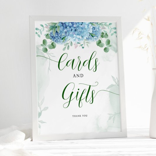 Poster Carte et Baby shower cadeau Blue hydrangea