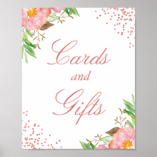 Poster Carte et Cadeaux Chic Floral Rose Gold Confetti