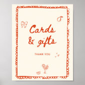 Poster Carte et cadeaux de style italien à main orange (Devant)