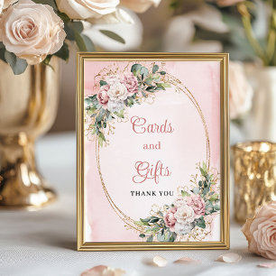 Poster Carte et Cadeaux Fleurs Rose Foncé Signe de Baby S