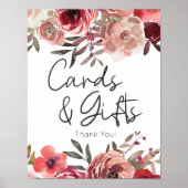Poster Carte et cadeaux Rose Floral Blush Rouge (Devant)