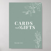 Poster Carte et Cadeaux Sage Vert Mariage Signe (Devant)