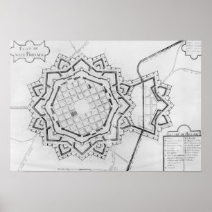 Poster Carte et fortifications de Neuf-Brisach