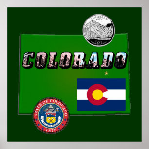 Poster Carte et image du Colorado