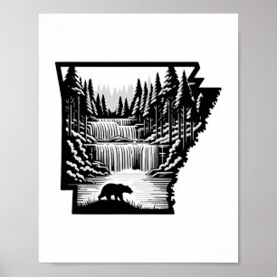 Poster Carte et paysage de l'Arkansas