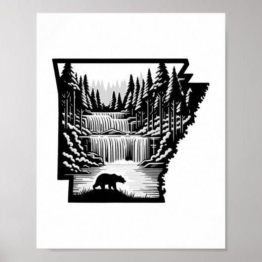 Poster Carte et paysage de l'Arkansas (Devant)