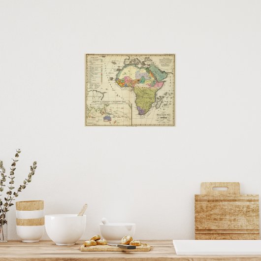 Poster Carte ethnographique de l'Afrique (Cuisine)