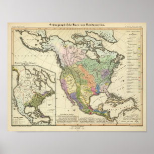 Poster Carte ethnographique de l'Amérique du Nord
